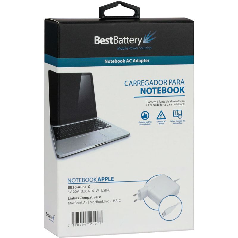 Fonte Carregador para Notebook Apple A2159 MacBook Pro - BB Baterias