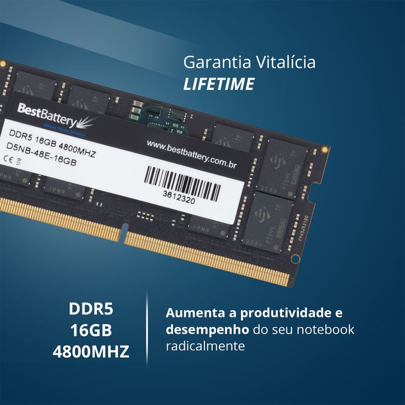 Memoria RAM 16GB DDR5 4800Mhz para Notebook Samsung - BB Baterias