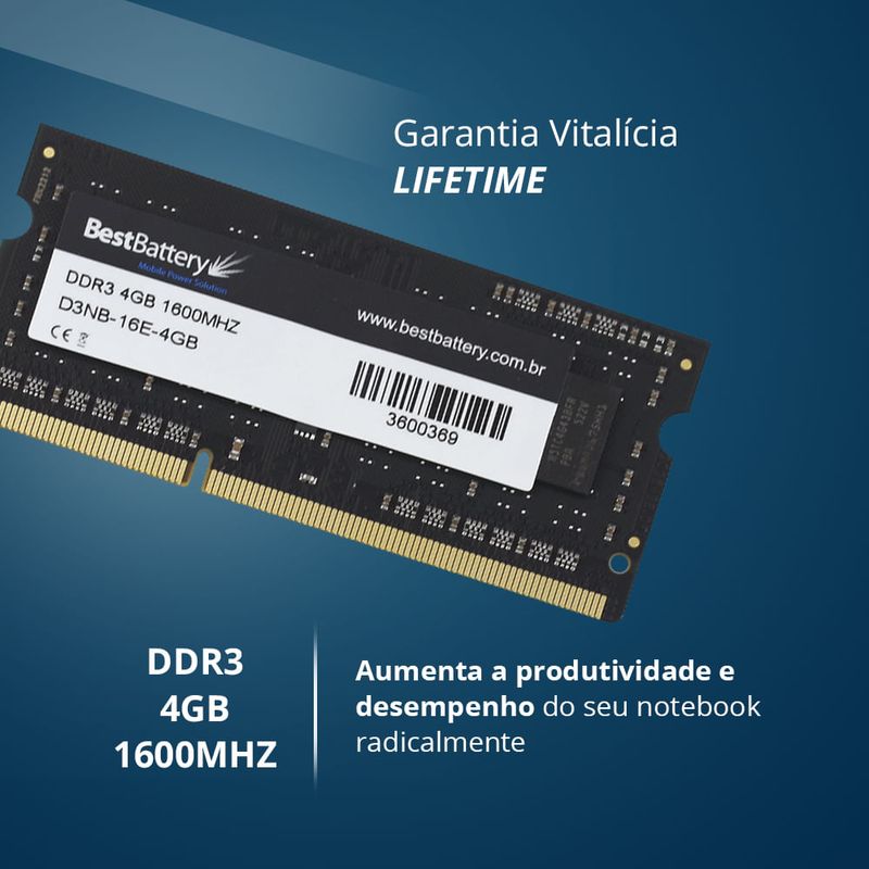 Memoria RAM 4GB DDR3 1600Mhz para Notebook Samsung - BB Baterias