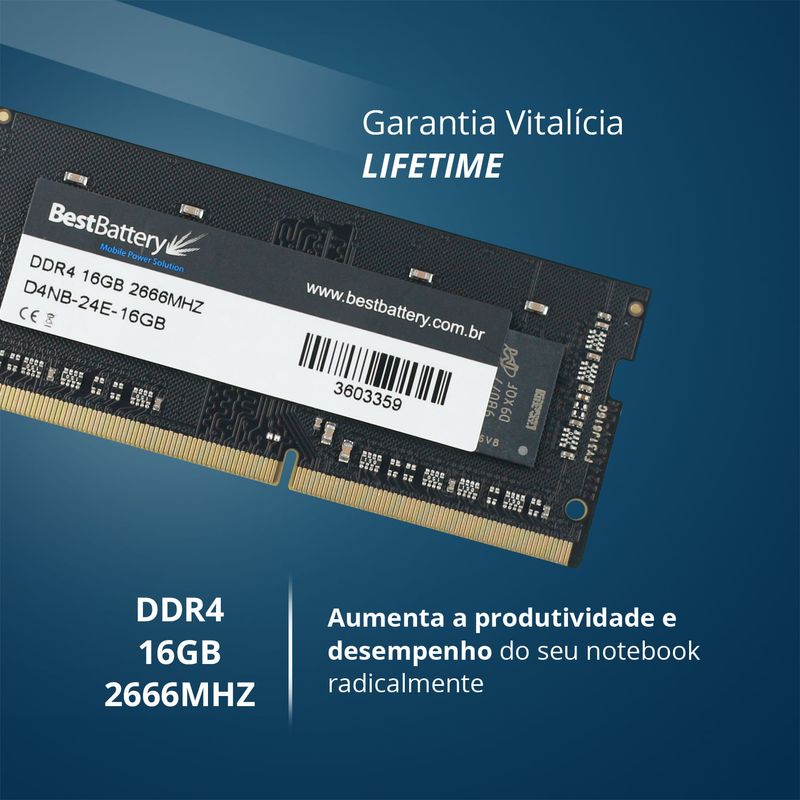 Memoria RAM 16GB DDR4 2666Mhz para Notebook HP - BB Baterias